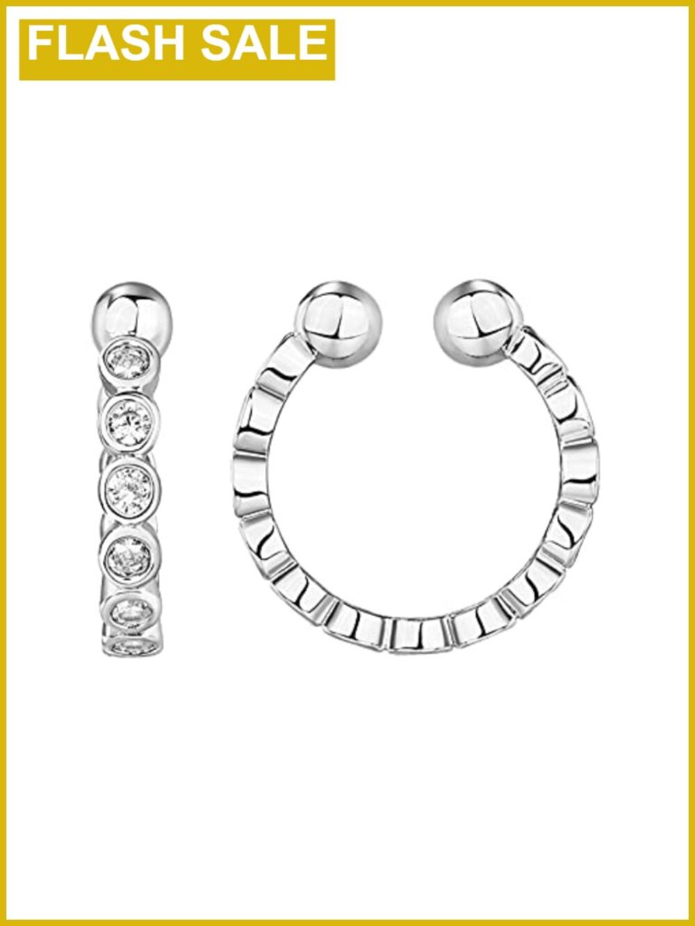 14K Gold Plated CZ Ear Cuff Earrings Clip On Cartilage Hoop